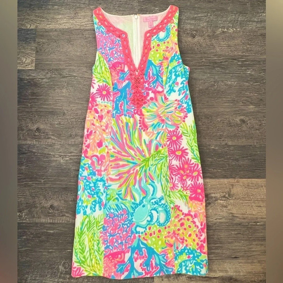 Lilly Pulitzer Ryder Shift Dress - Lovers Coral, Size 0 - Picture 1 of 5